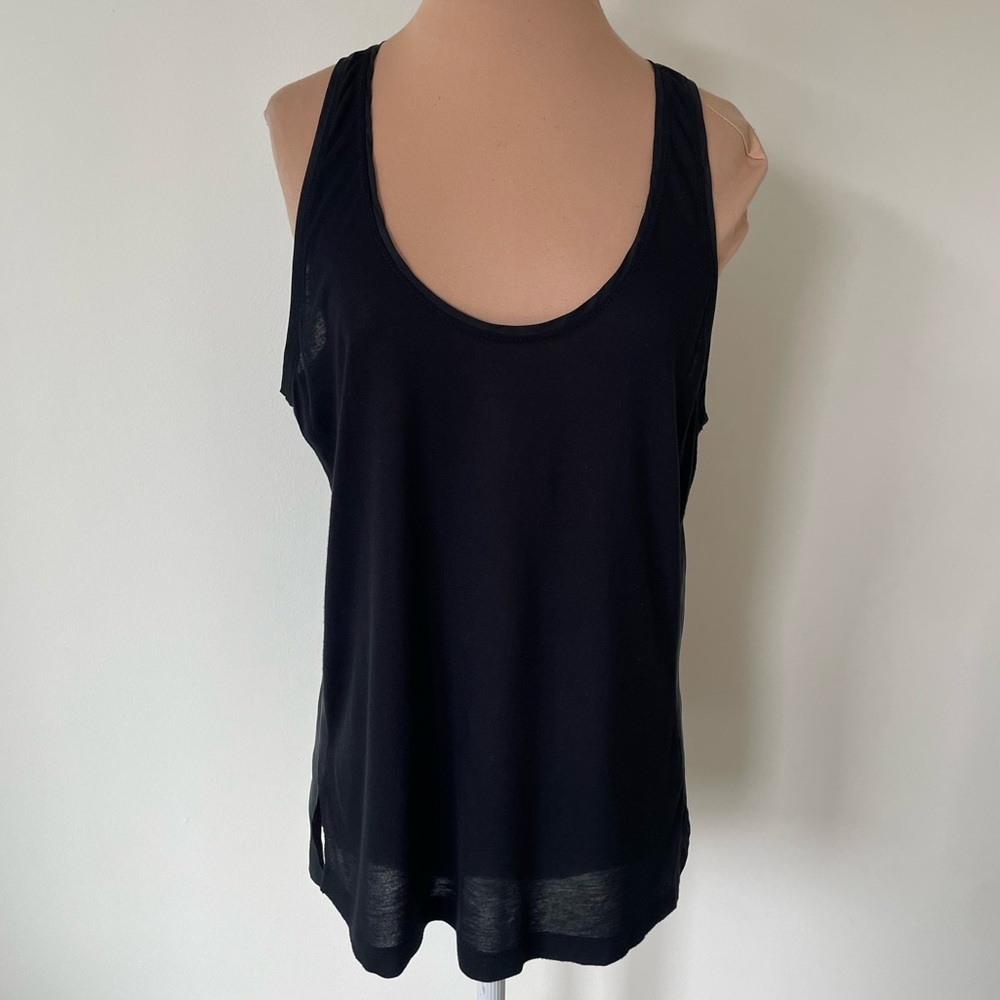 Brochu Walker Black Silk Viscose Mixed Media Sleeveless Tank Top EUC Size Medium